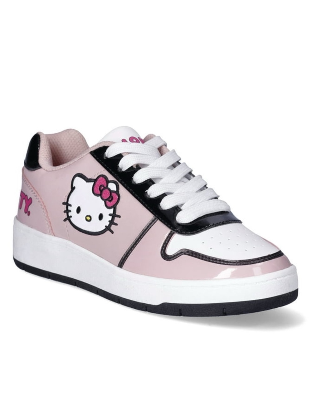 SANRIO HELLO KITTY Pink Black Patent Casual Court Low Top Sneakers Lace Up Shoes